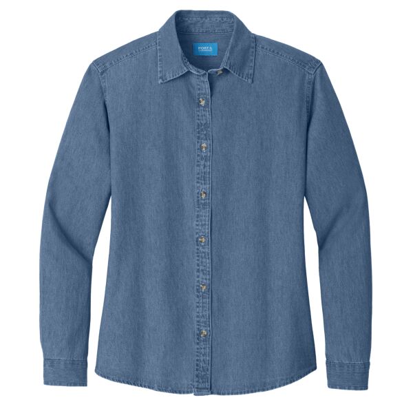 Port & Company LSP10 Ladies Long Sleeve Value Denim Shirt Thumbnail