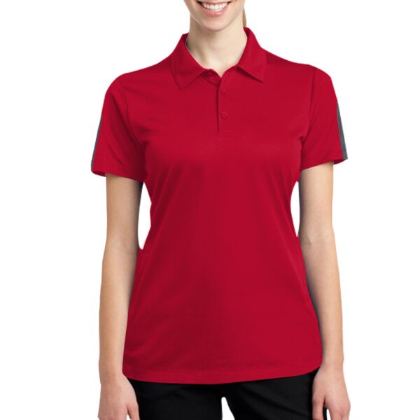Sport Tek LST695 Ladies Active Textured Colorblock Polo Thumbnail